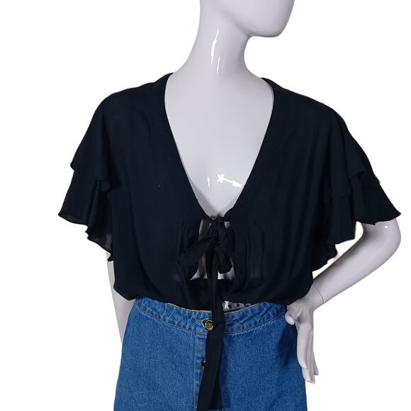 Free People Intimately Navy Blue Call Me Later Surplice Ruffle Bodysuit Size XS - Picture 1 of 13